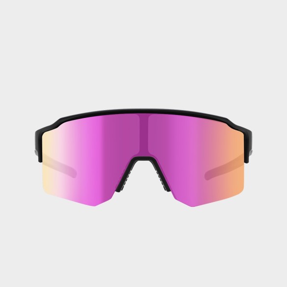 Lunettes de soleil sport Cébé OUTFLOW LITE catégorie 3 S — vue de face, taille small semi-rimless, couleur noir et rose