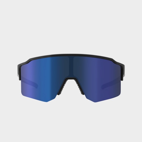 Cébé OUTFLOW LITE Sportsonnenbrille Kategorie 3 S - Vorderansicht, Größe small semi-rimless, Farbe schwarz und blaue Scheibe