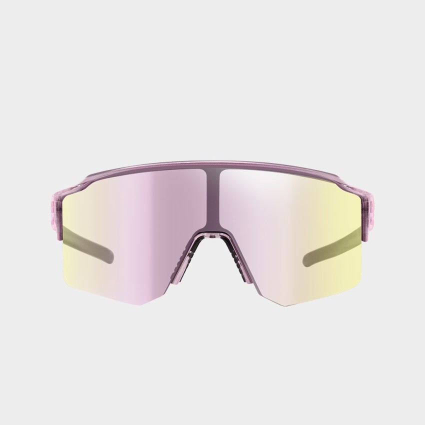 Lunettes de sport Cébé OUTFLOW LITE S Photochromique — vue de face, taille small semi-rimless, couleurs violet transparent