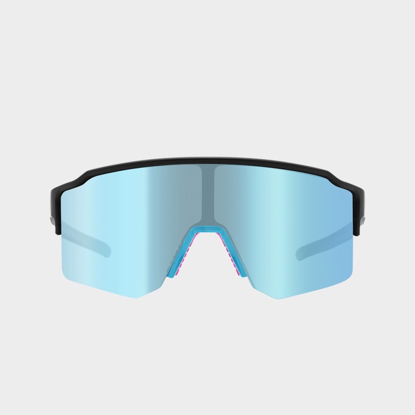 Occhiali sportivi fotocromatici Cébé OUTFLOW LITE S - vista frontale, taglia small semi-rimless, colori nero, blu e rosa