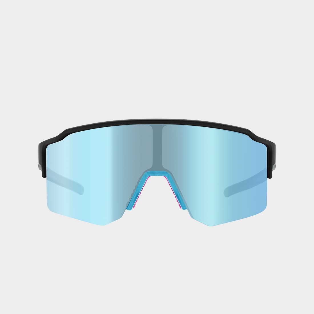 Lunettes de sport Cébé OUTFLOW LITE S Photochromique — vue de face, taille small semi-rimless, couleurs noir, bleu et rose